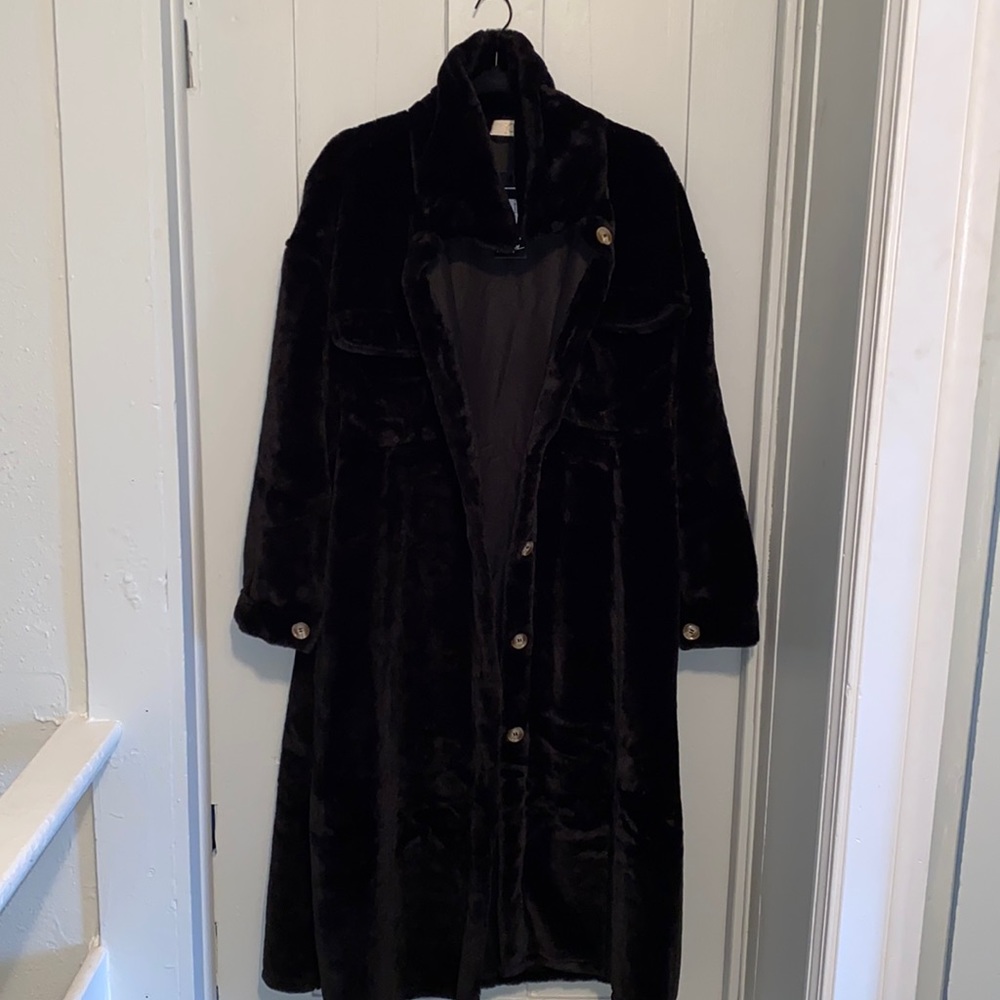 Nasty Gal Faux Fur Longline Shirt Jacket